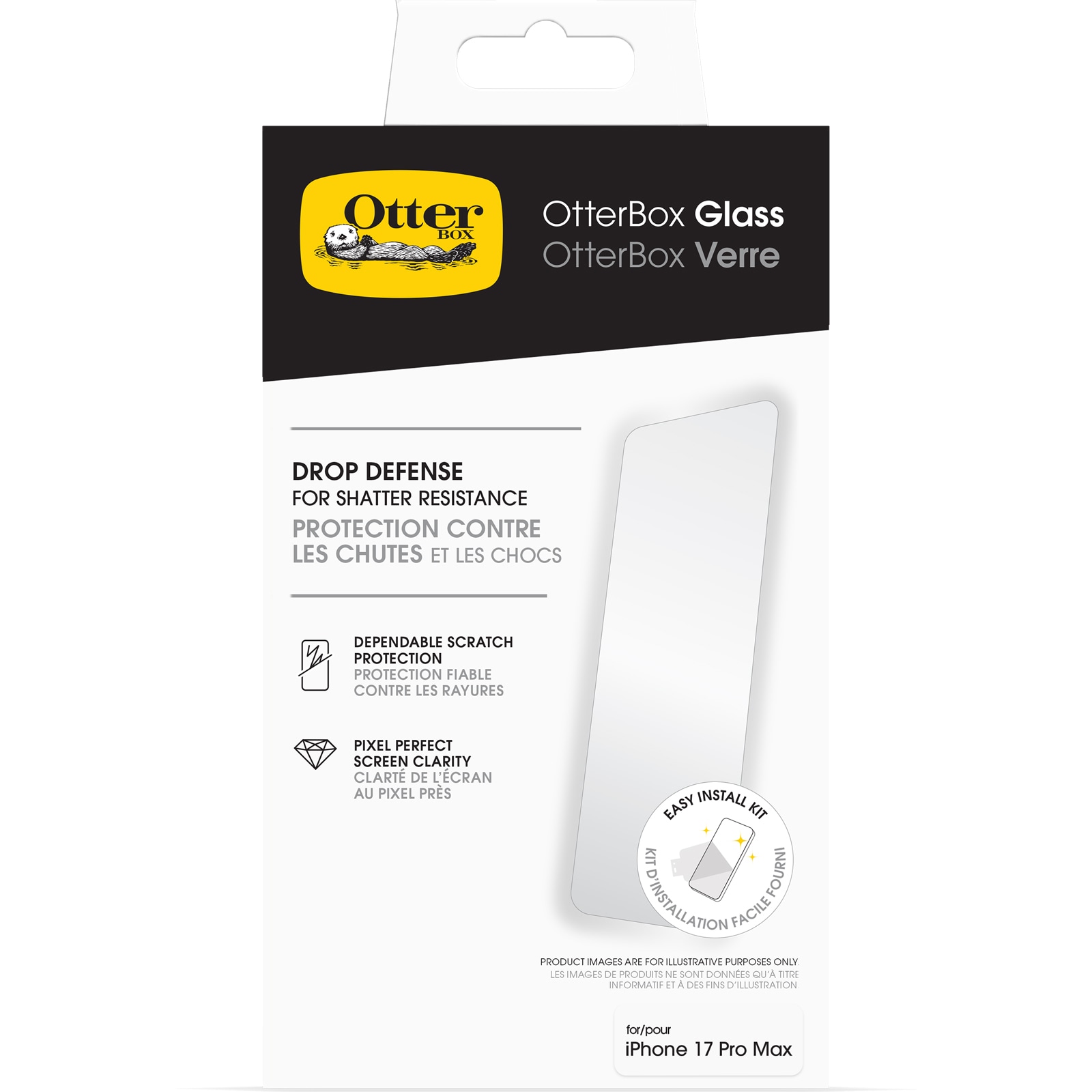 Otterbox Displayschutzglas »Glass Screen Protector« für Apple iPhone 17 Pro Max Displayschutzfolie, Schutzfolie, Bildschirmschutz, kratz- & stossfest