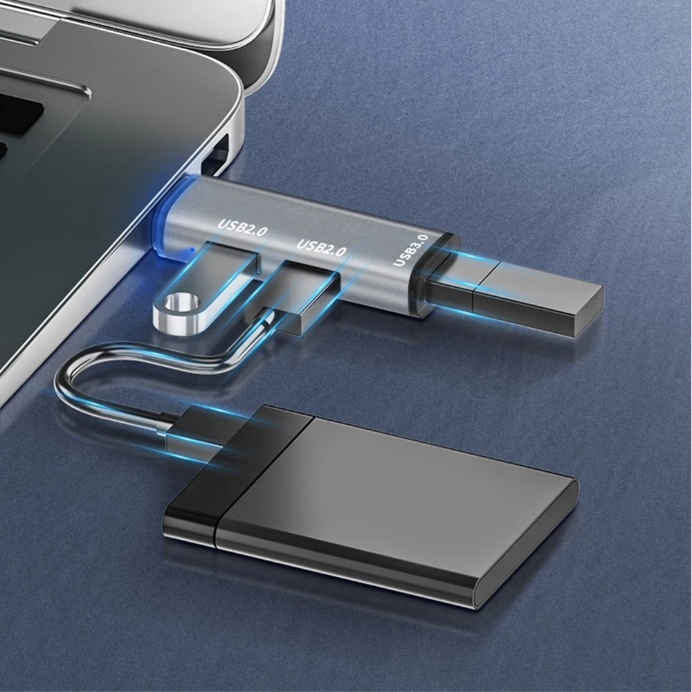 USB (m) auf 2x USB 2.0 / 1x USB 3.0 (w) Daten Adapter Stecker (5 Gbit/s) - Silber