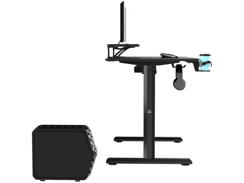 Ultradesk Gaming Tisch Higlander Schwarz Robuster Gaming-Tisch mit elektrischer Höhenverstellung