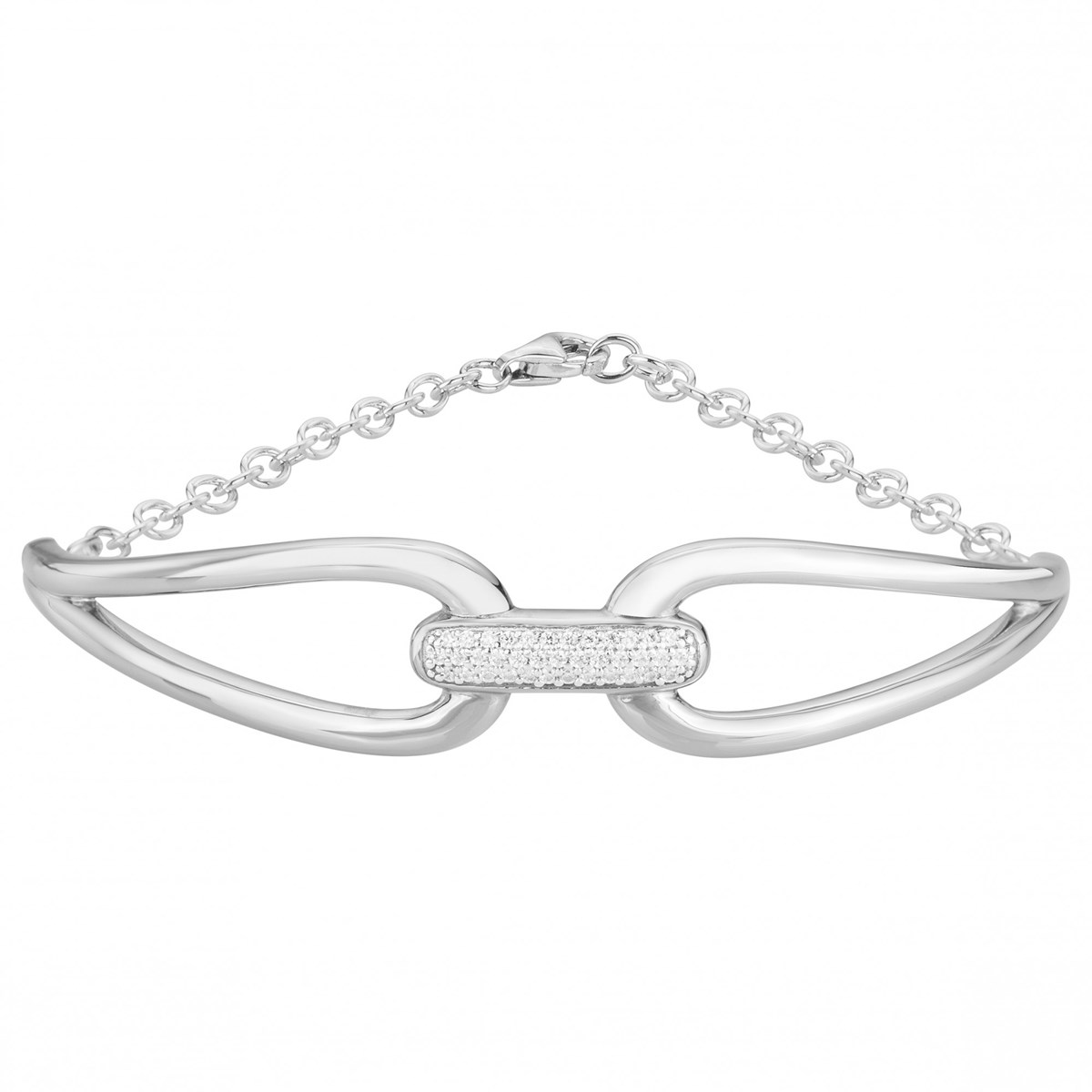 Bracelet semi-rigide en Argent avec oxyde de zirconium blanc