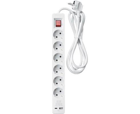 Andersson PWS-C2000 - Power Strip 6-Socket USB-A   USB-C 3m, white