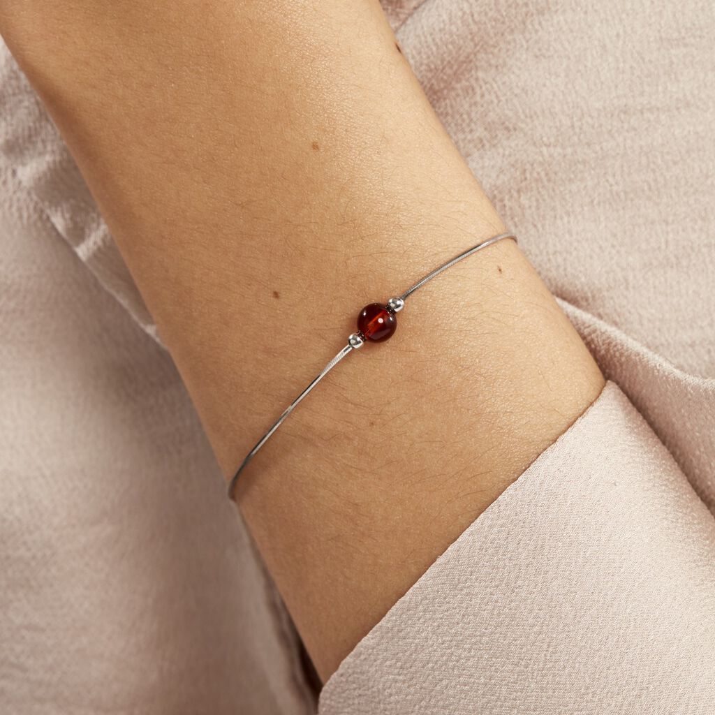 Bracelet Argent Blanc Katoucha Ambre