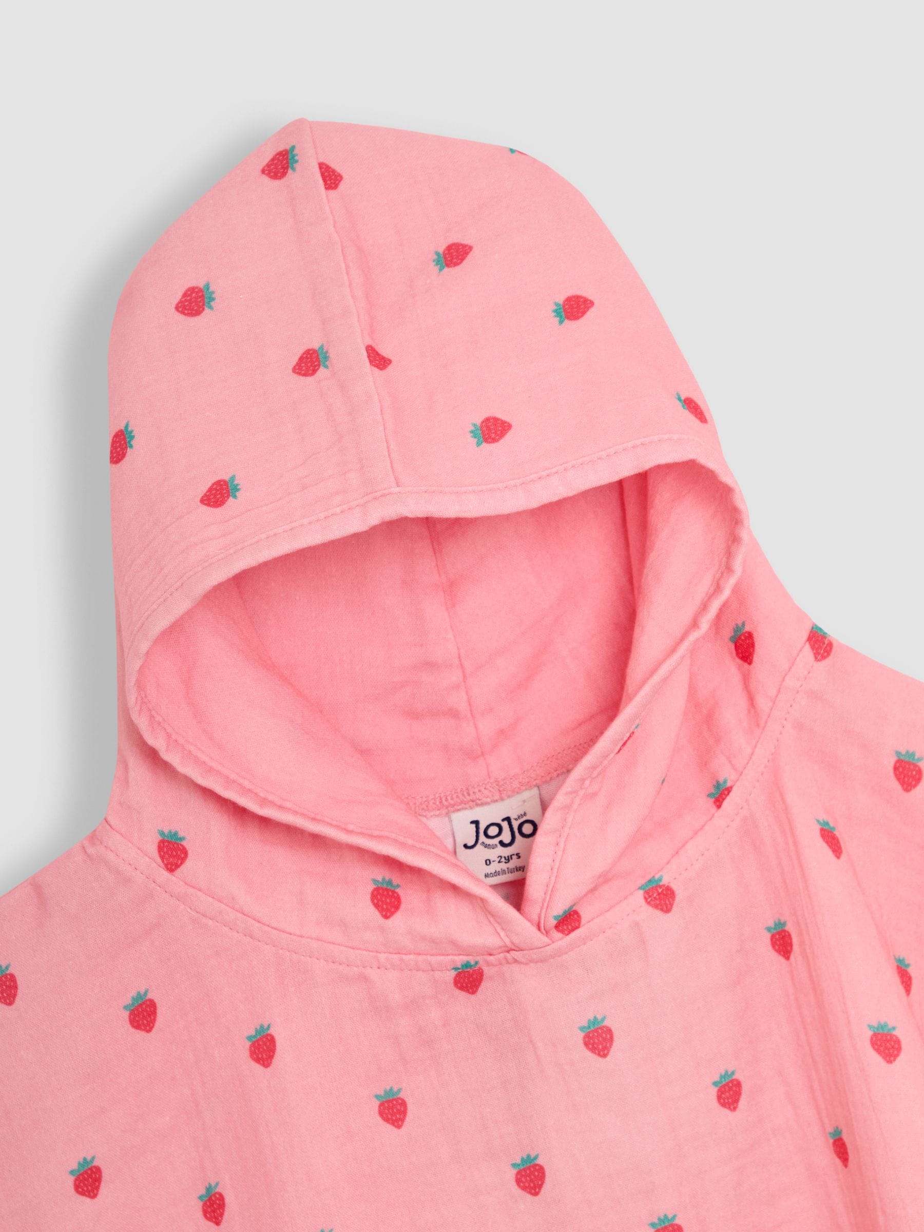JoJo Maman Bébé 100% Cotton Strawberry Muslin Poncho