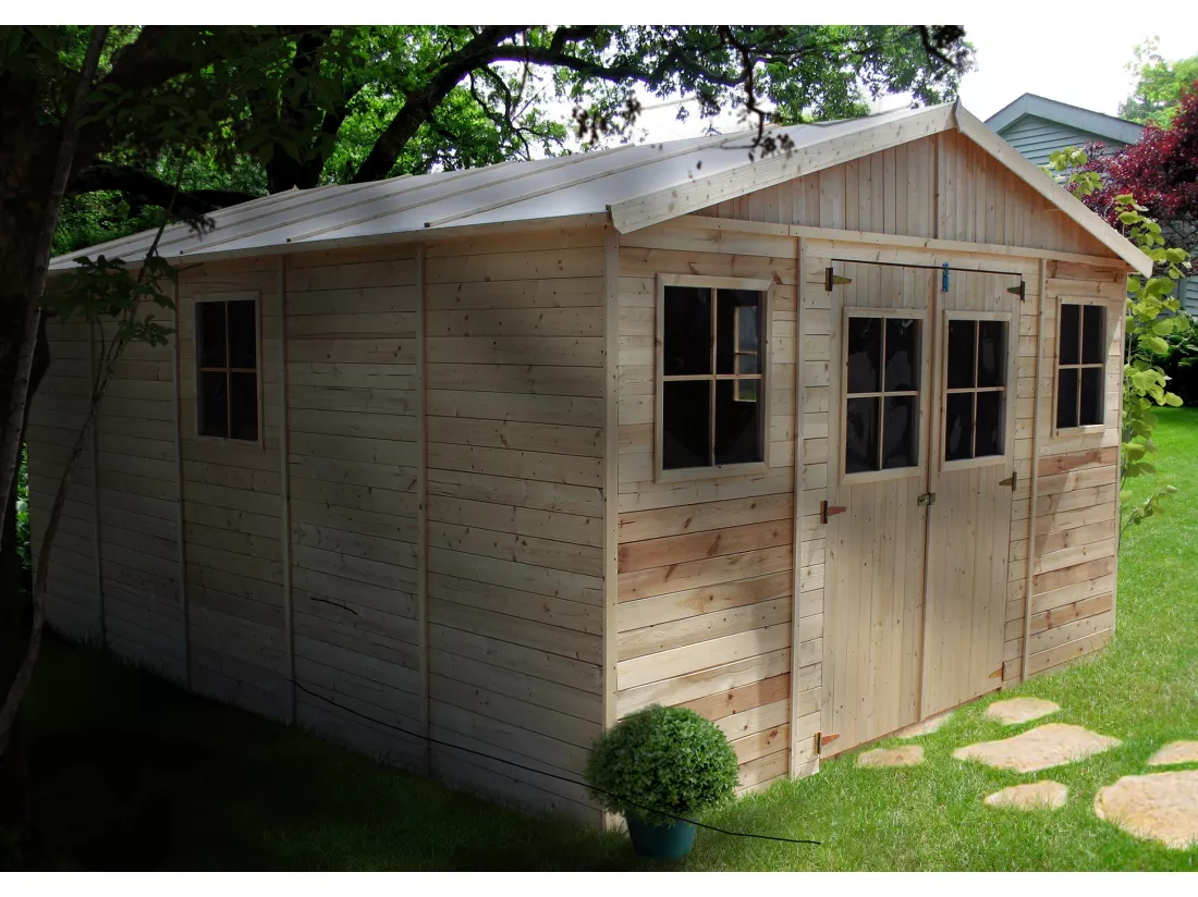 Abri de Jardin en Bois - H246x418x522 cm/20 m² - TIMBELA M333