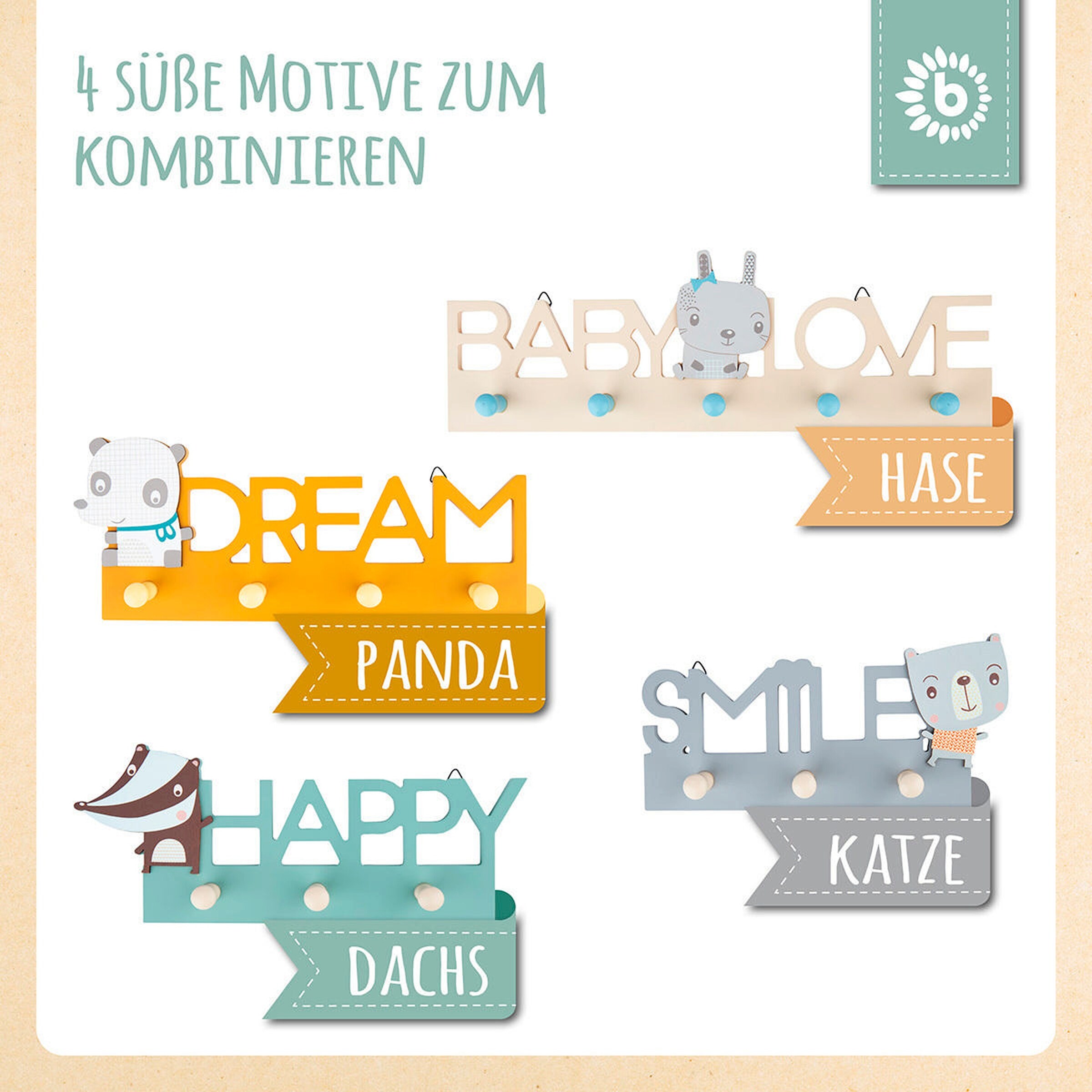 Bieco Garderobe Kinder Happy Rosa