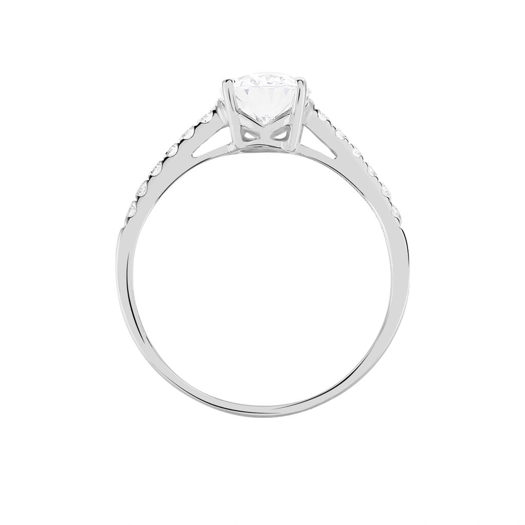 Bague Solitaire Oval Or Blanc Oxyde De Zirconium