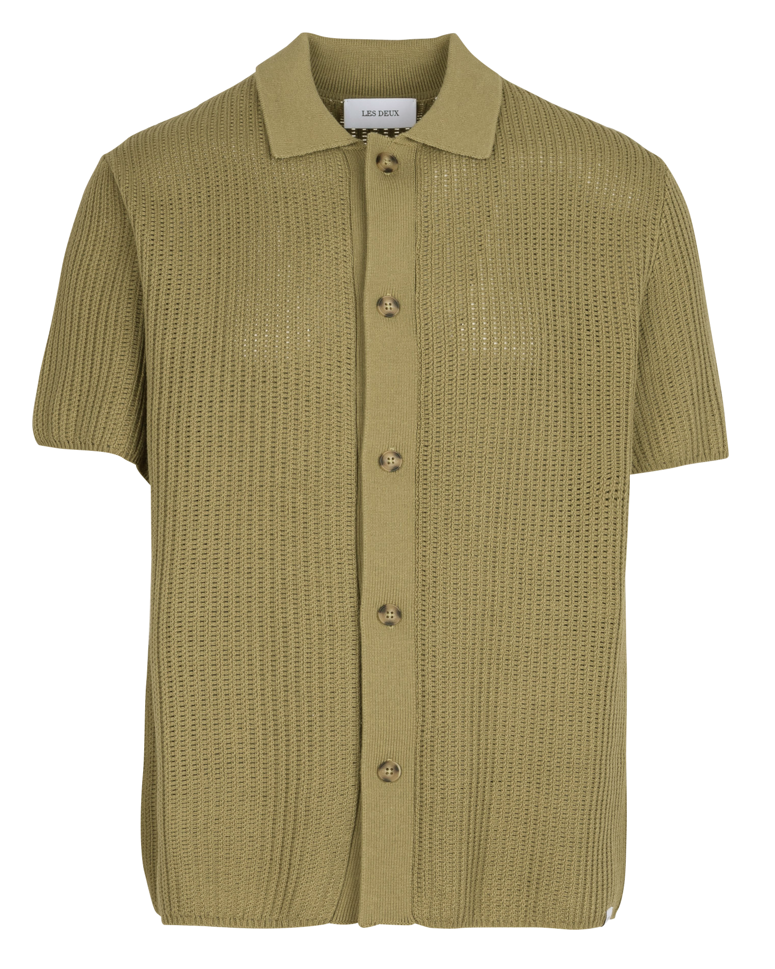 GUSTAVO - Chemise col classique tricot en coton | Vert