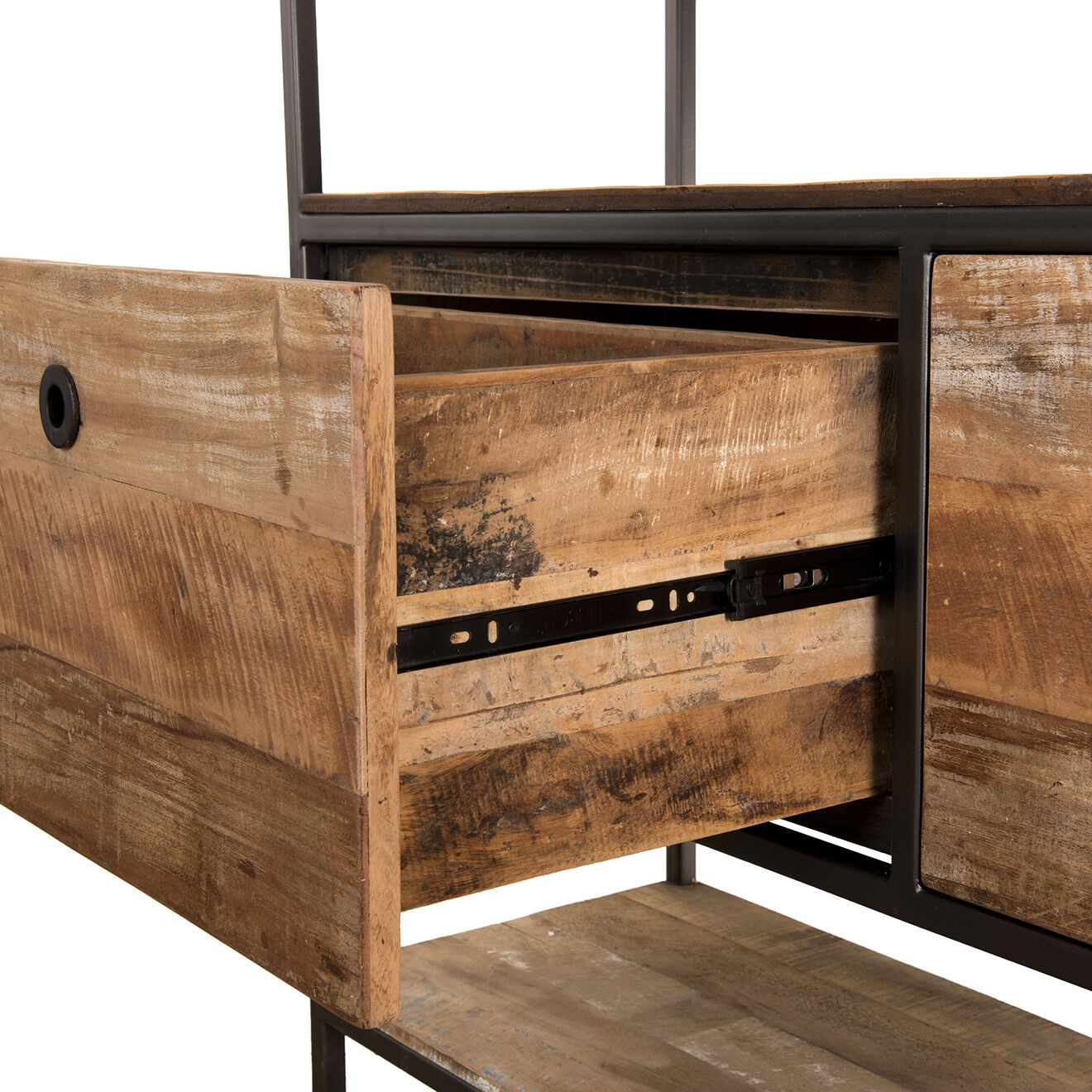 Macabane Étagère 2 tiroirs & 7 niches Sixtine teck - 120x35x140 cm