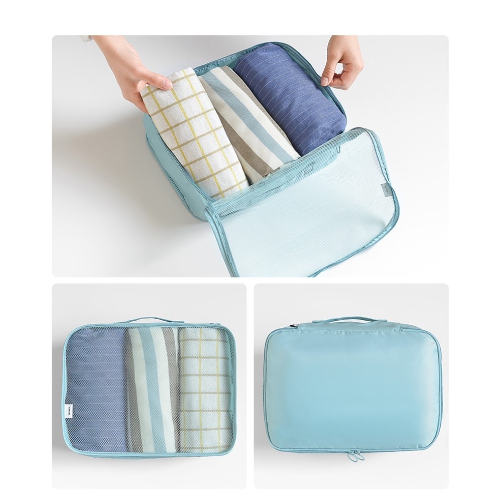 8in1 Spritzwasserfester Koffer Organizer Reise Gepäck Kompressions Kleidertaschen Set - Grau