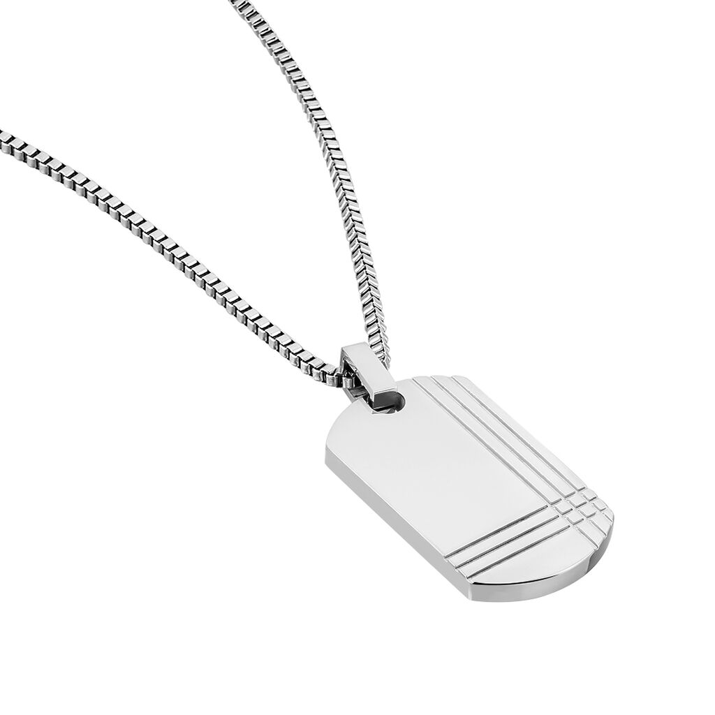 Collier Quadrillage Acier Blanc