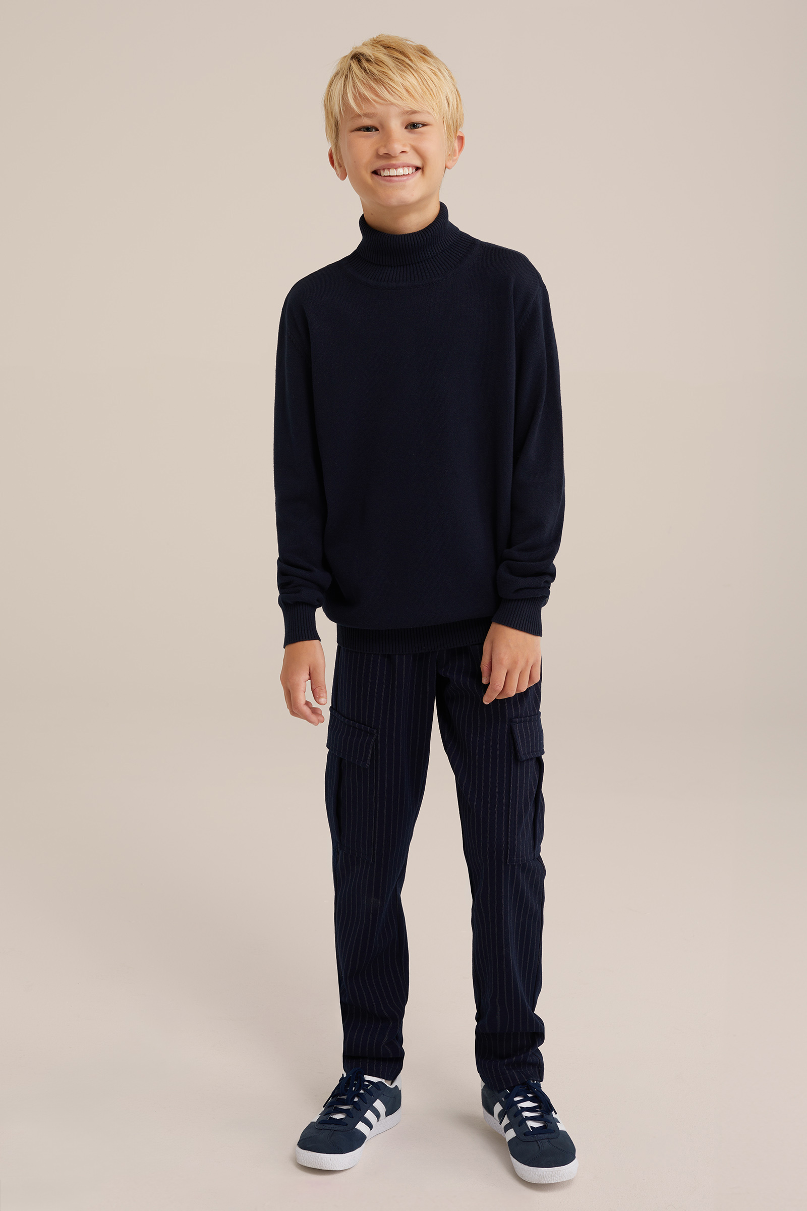 Jongens fijngebreide coltrui WE Fashion Donkerblauw