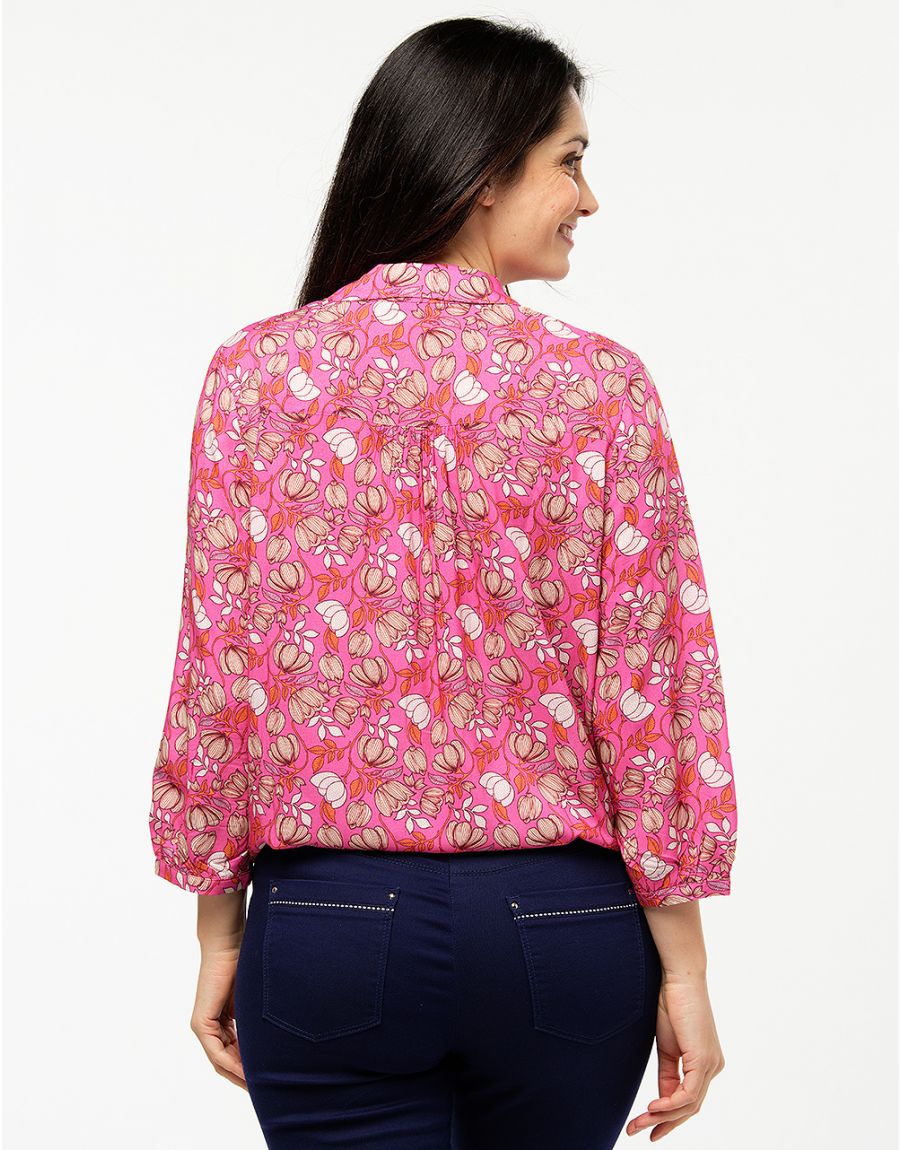 Blouse rose fleurie