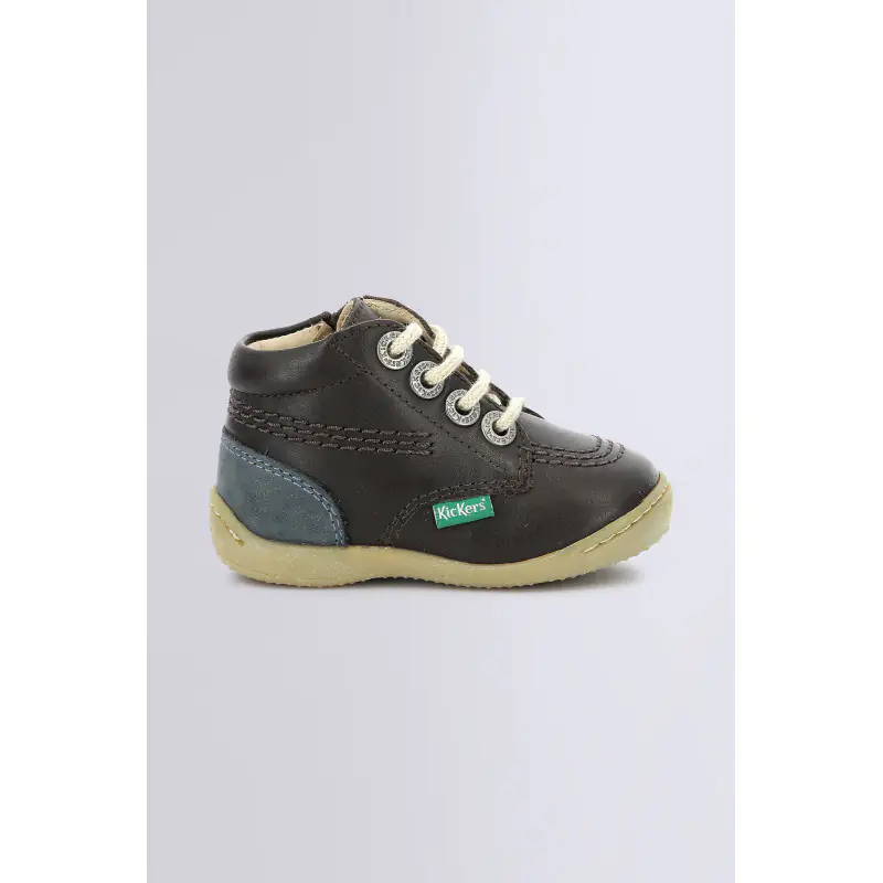 GAZIP MARRON FONCE MARINE BOTTILLONS Cuir Garçon