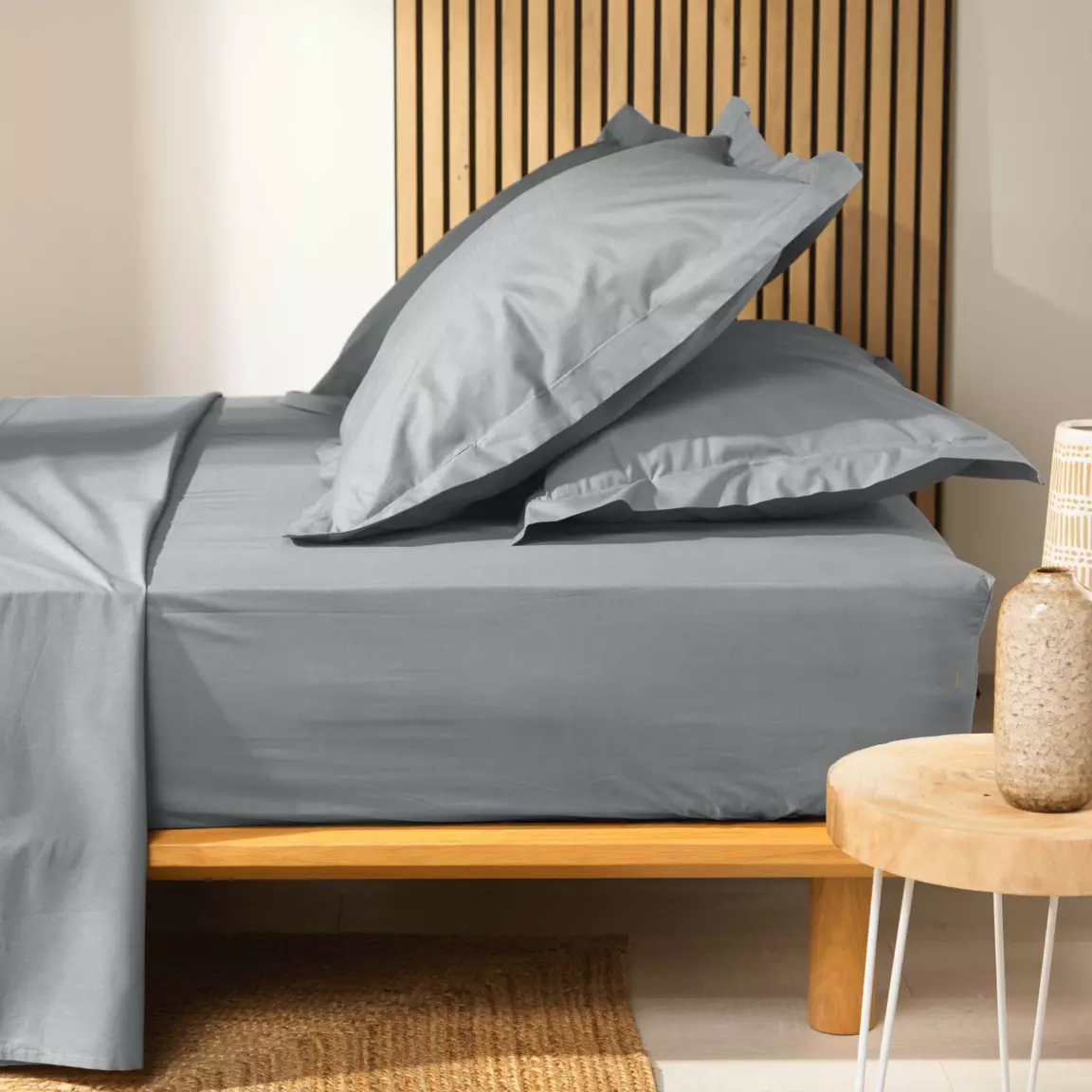 Drap housse coton bio (160 x 200 cm) Biolina Gris