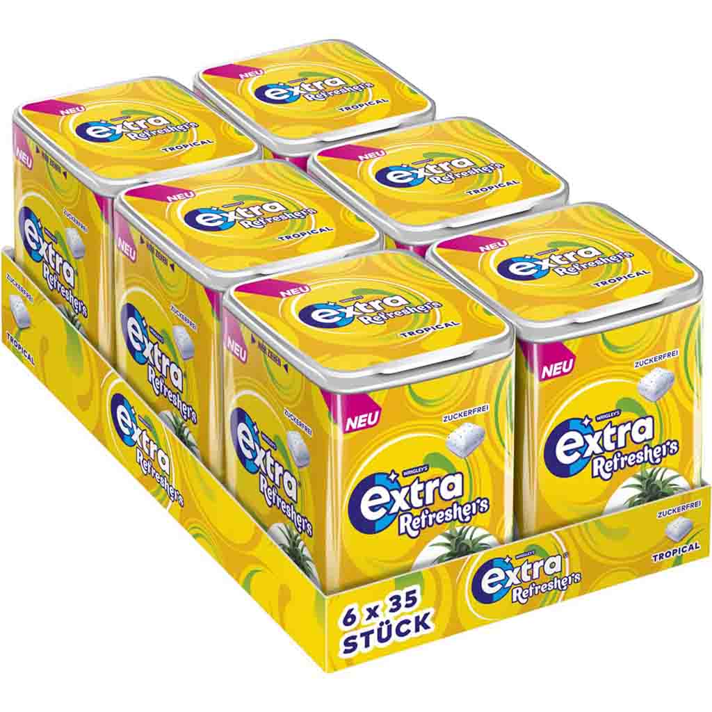 Wrigleys Extra Refreshers Tropical 35er zuckerfrei 6x78g=468g MHD:27.12.25