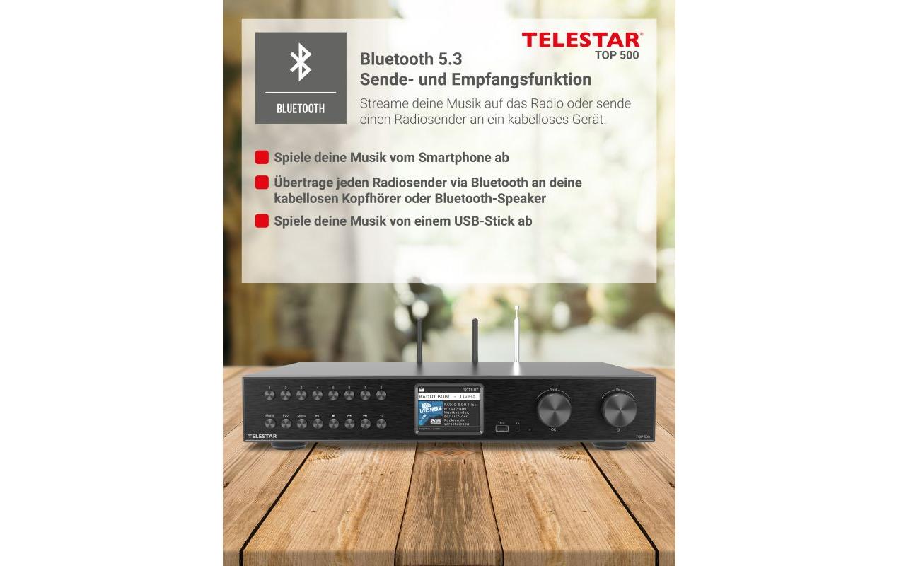 Netzwerk-Audioplayer TOP 500 Schwarz<br>HiFi-Tuner mit DAB+/FM und Internetradio