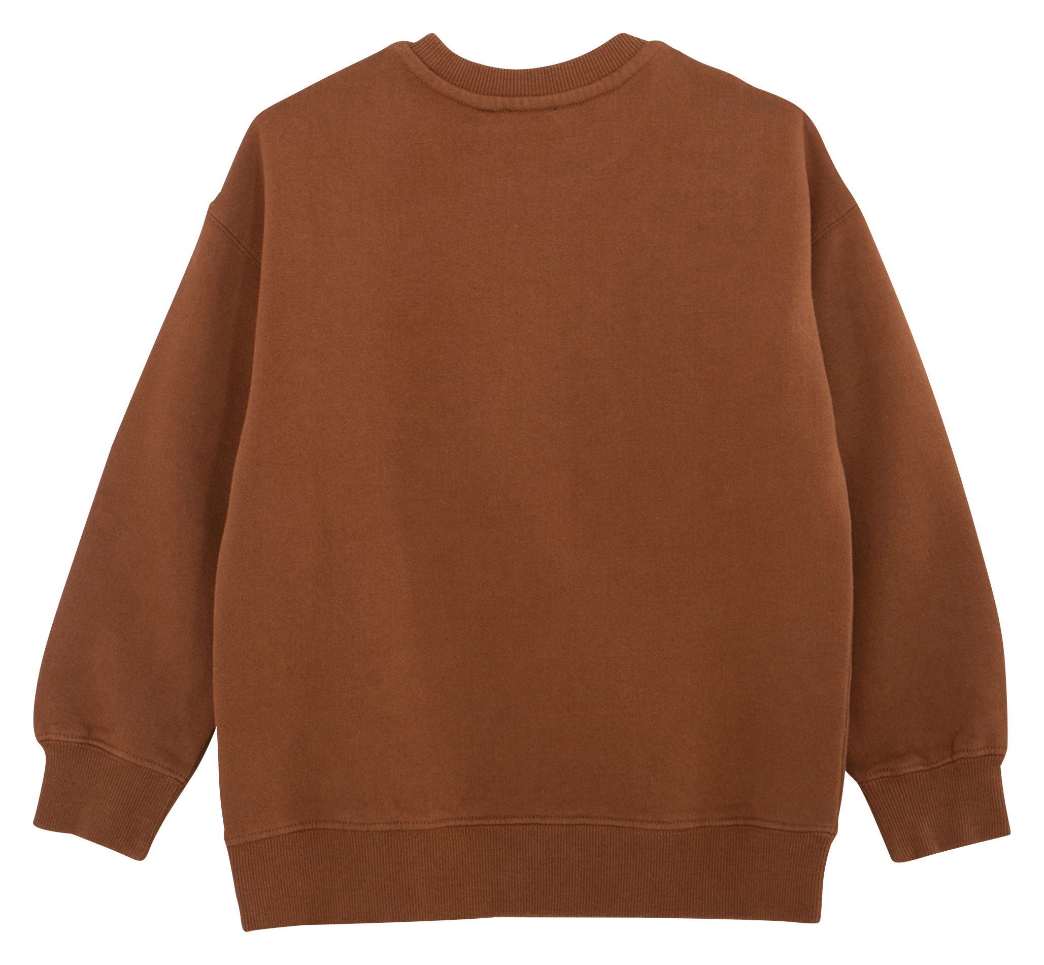 Sweat col rond brodé en coton | Marron