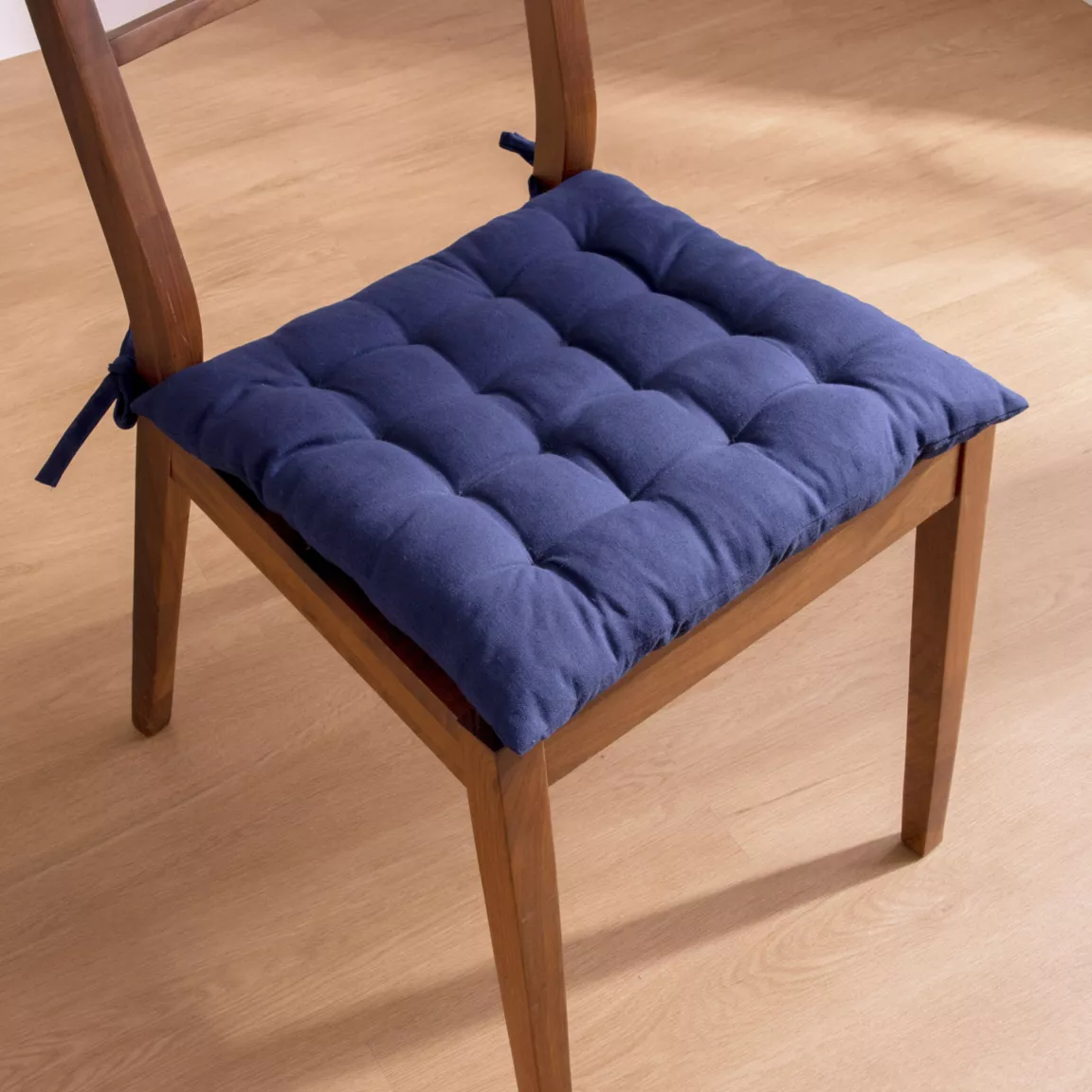 Coussin de chaise carré coton (40 x 40 cm) Pixel Bleu marine