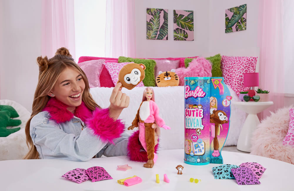 Mattel HKR01 Cutie Reveal Barbie Jungle Series - Monkey