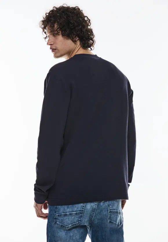 Waffelstruktur Sweatshirt - deep blue