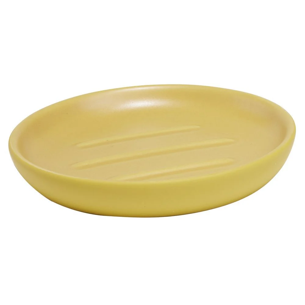 Porte-savon rond céramique jaune Ø10xH2cm