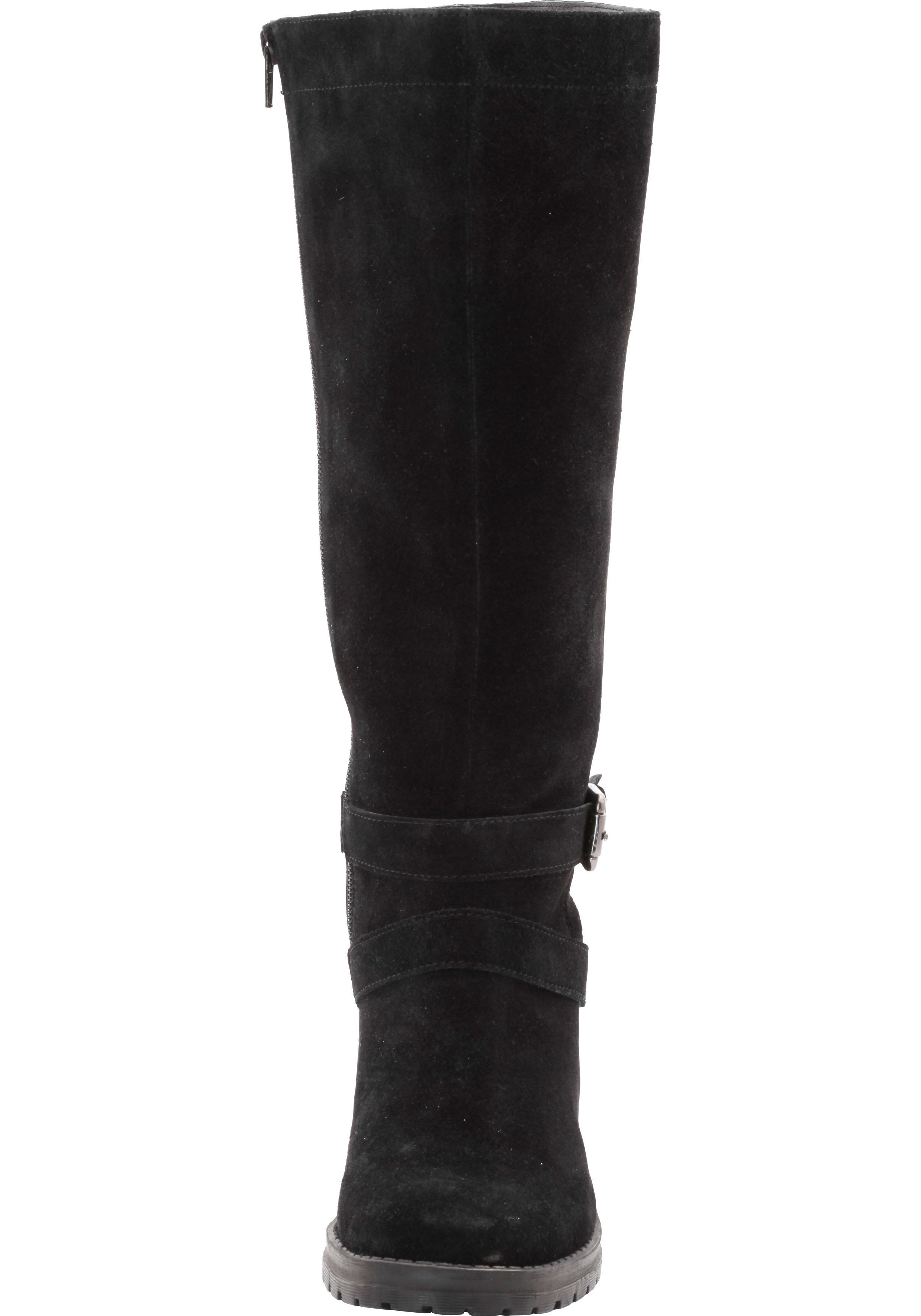 Weitschaftstiefel aus Leder mit Schnallenbändern