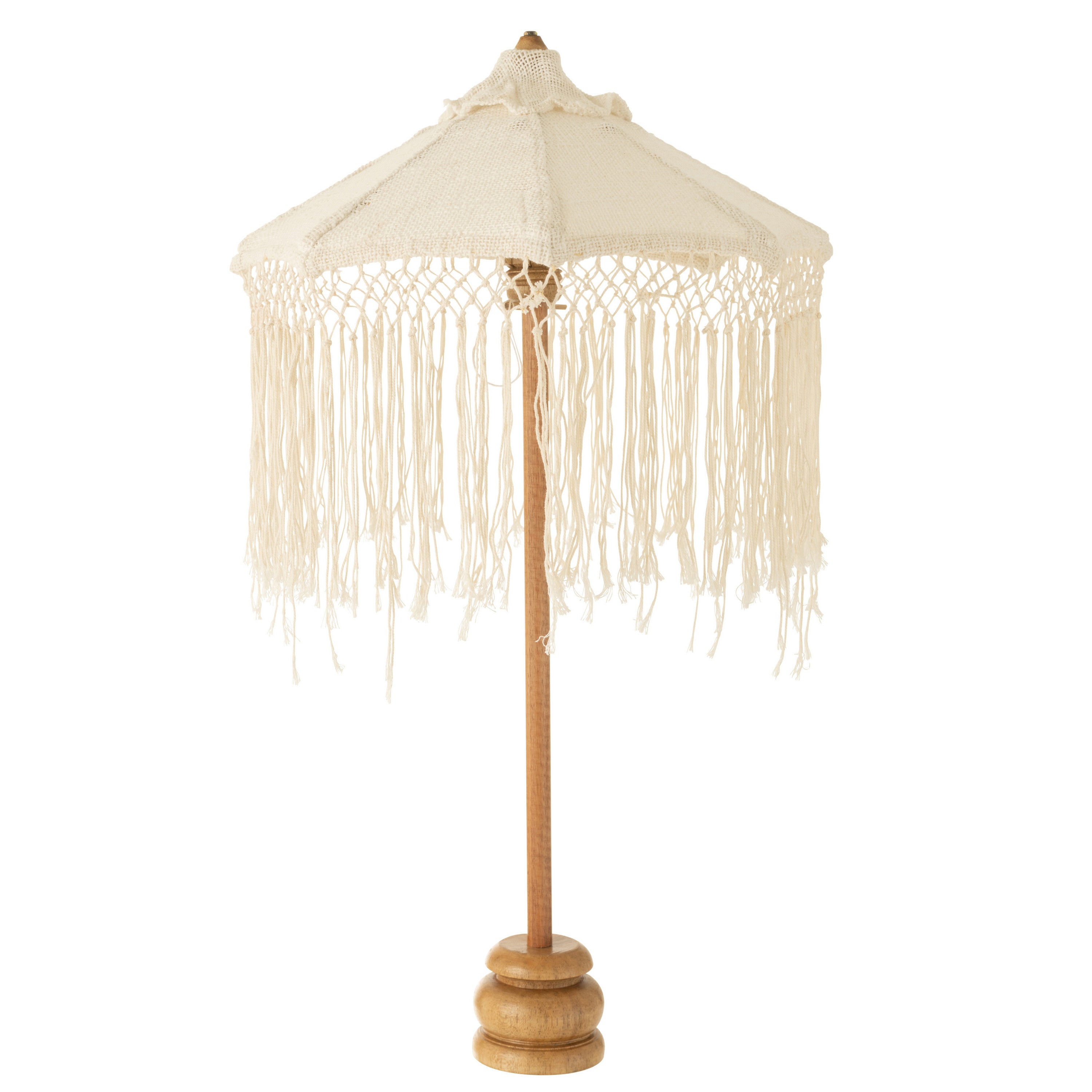 J-Line parasol Lang Franjes - hout - wit