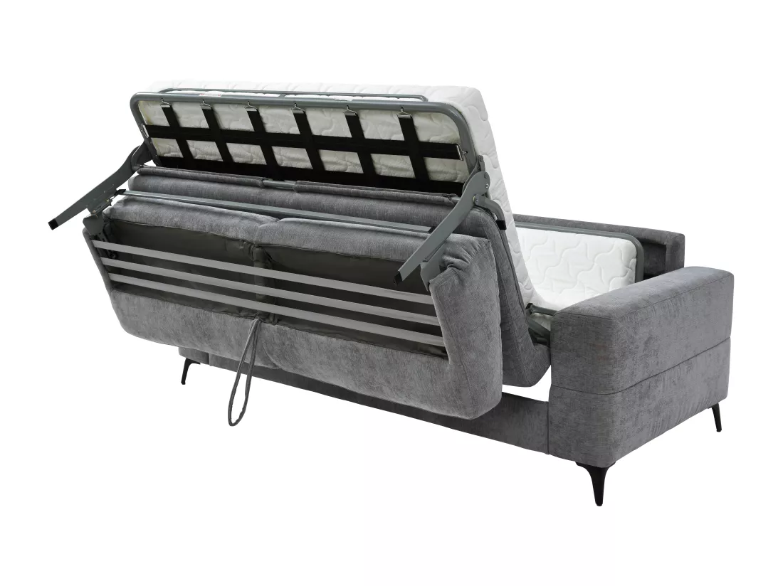 Canapé 3 places convertible express en tissu gris DUJARDA