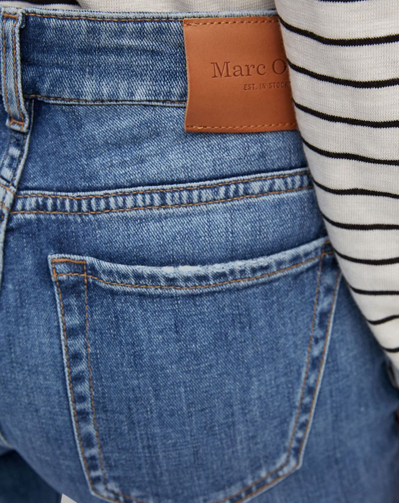 Marc O'Polo Jean droit en Coton extensible Alby bleu moyen