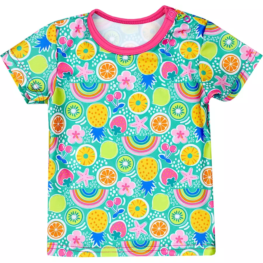 Aquarti Baby Mädchen Zweiteiler Badeanzug Bade-Set Bade T-Shirt Badehose rosagelb