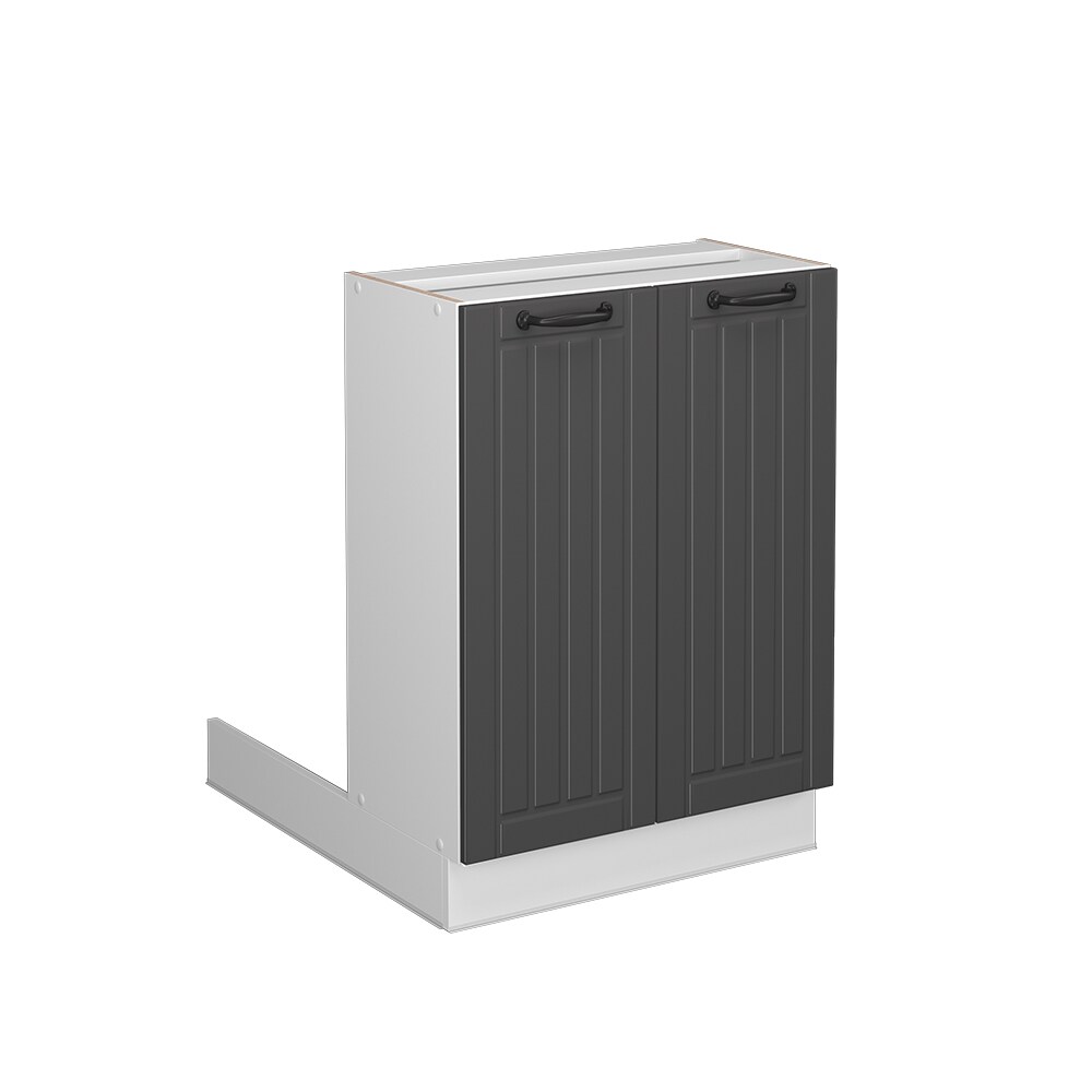 Vicco Regalinselunterschrank Küchenschrank Küchenmöbel Fame-Line Landhaus Weiß Dunkelgrau 60 cm Küche Einbauküche Kücheninsel Drehtür Einlegeboden Blende Küchenunterschrank Küchenzeile