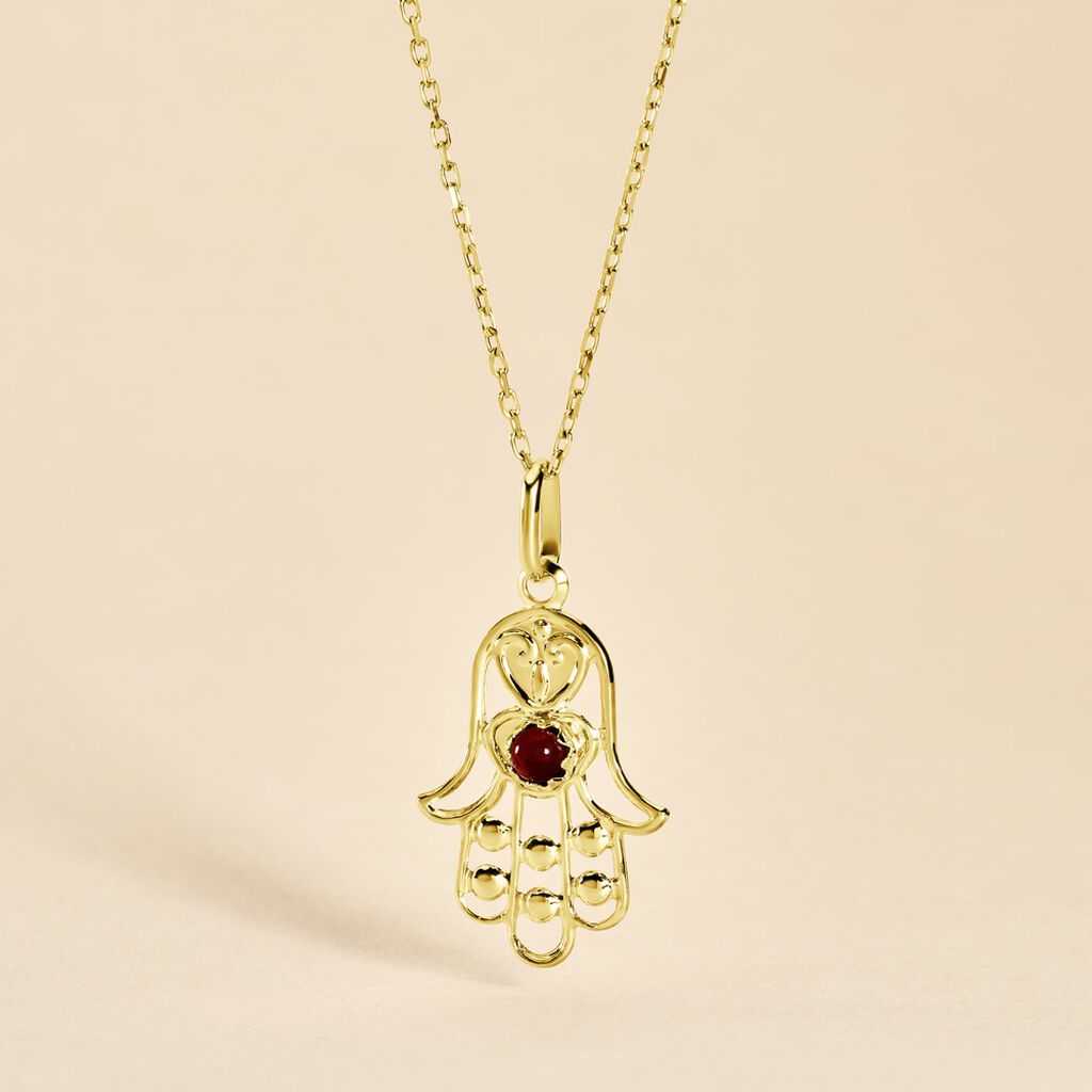 Pendentif Fatima Or Jaune Oxyde De Zirconium
