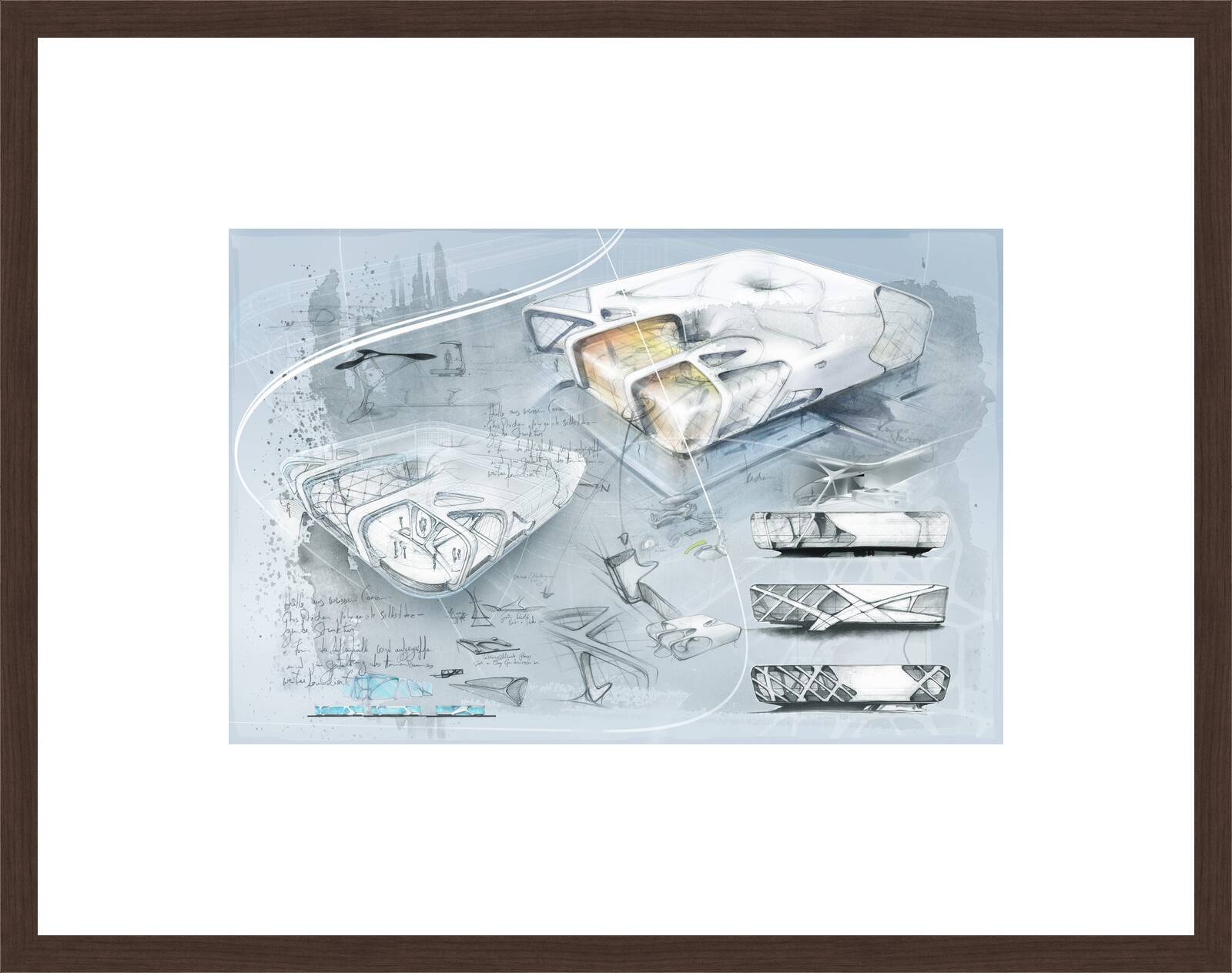 Skizzenblatt Glasscube by 3deluxe - Limited Edition. Edition of: 100. Studio Stamp.
