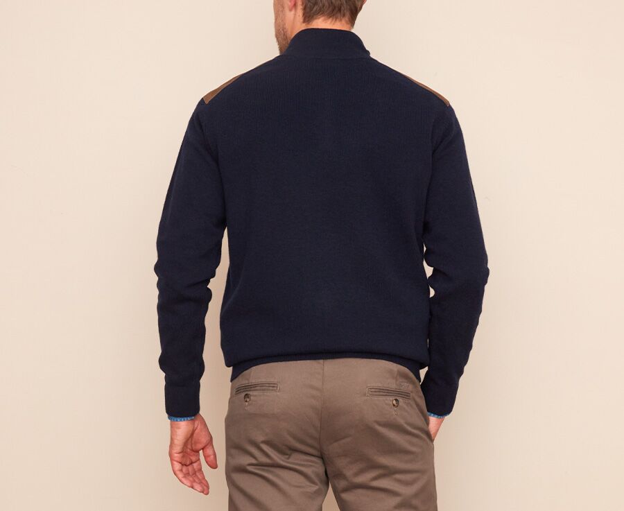 Pull homme laine à col zippé Bleu marine - KENAN