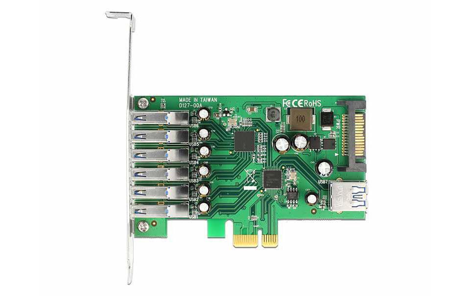 PCI-Express-Karte 89377 USB 3.0 - 6x extern + 1x internPCI Express-Karte mit 6 USB 3.0 Anschlüssen