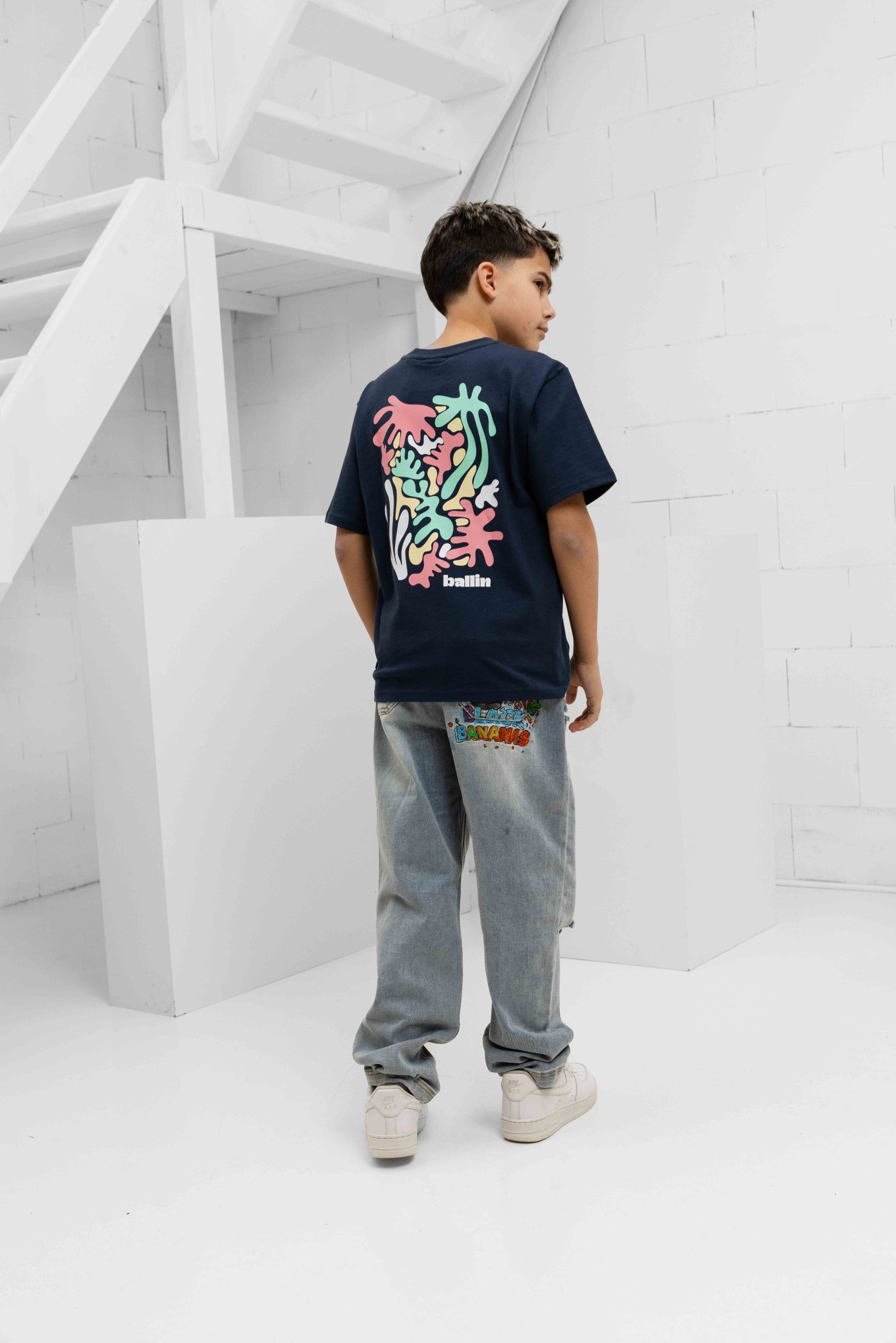 Ballin Amsterdam Abstract Sea Creatures T-Shirt Kids Donkerblauw