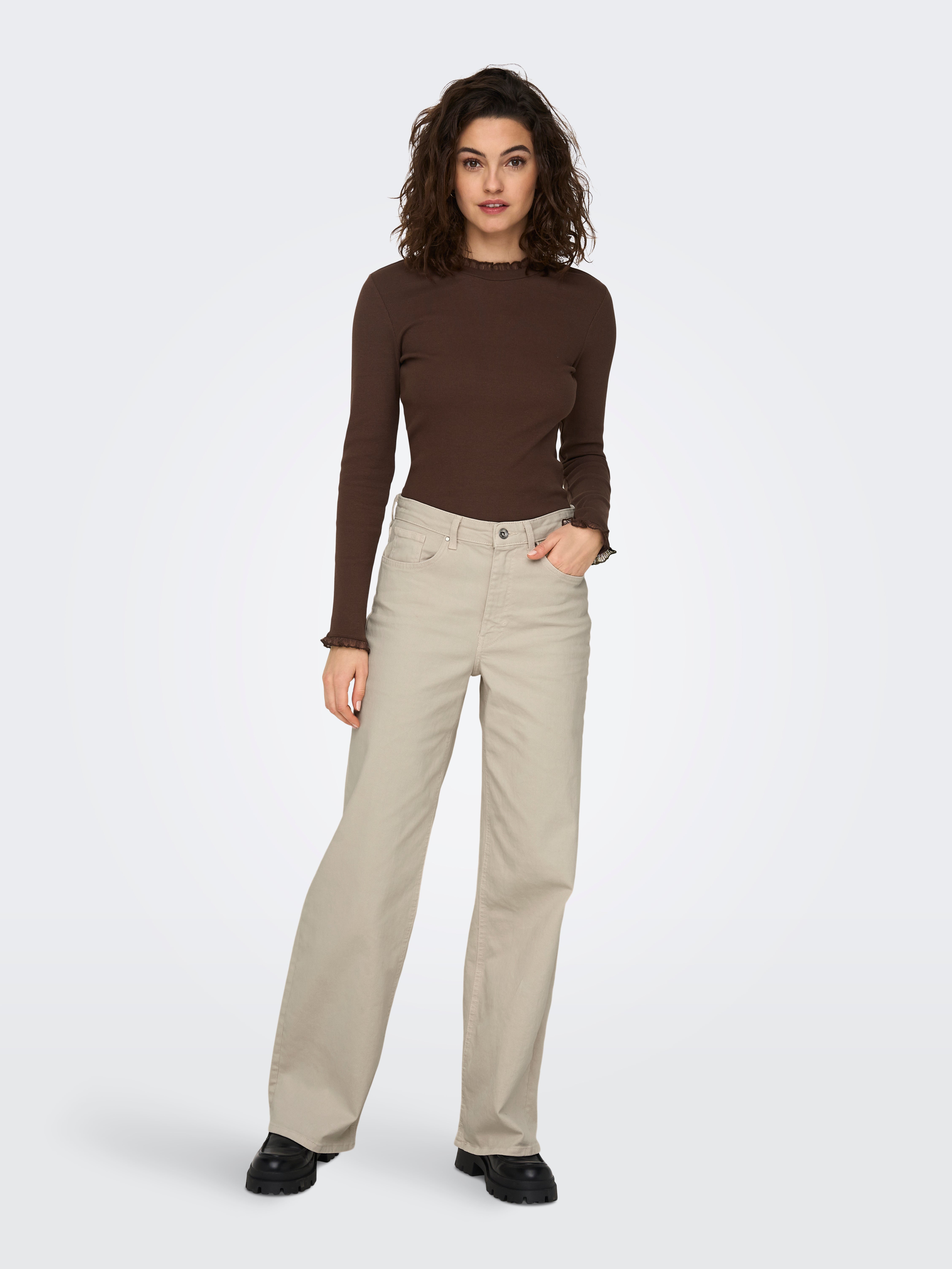 ONLJUICY Hohe Taille Weiter Beinschnitt Jeans Ecru