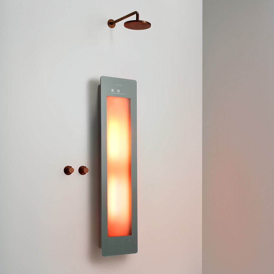 Sunshower Round Plus Medium Organic Grey infraroodlamp en UV 33x140x10cm opbouw