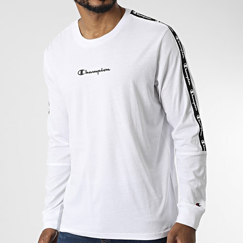 Tee Shirt Manches Longues A Bandes 217837 Blanc