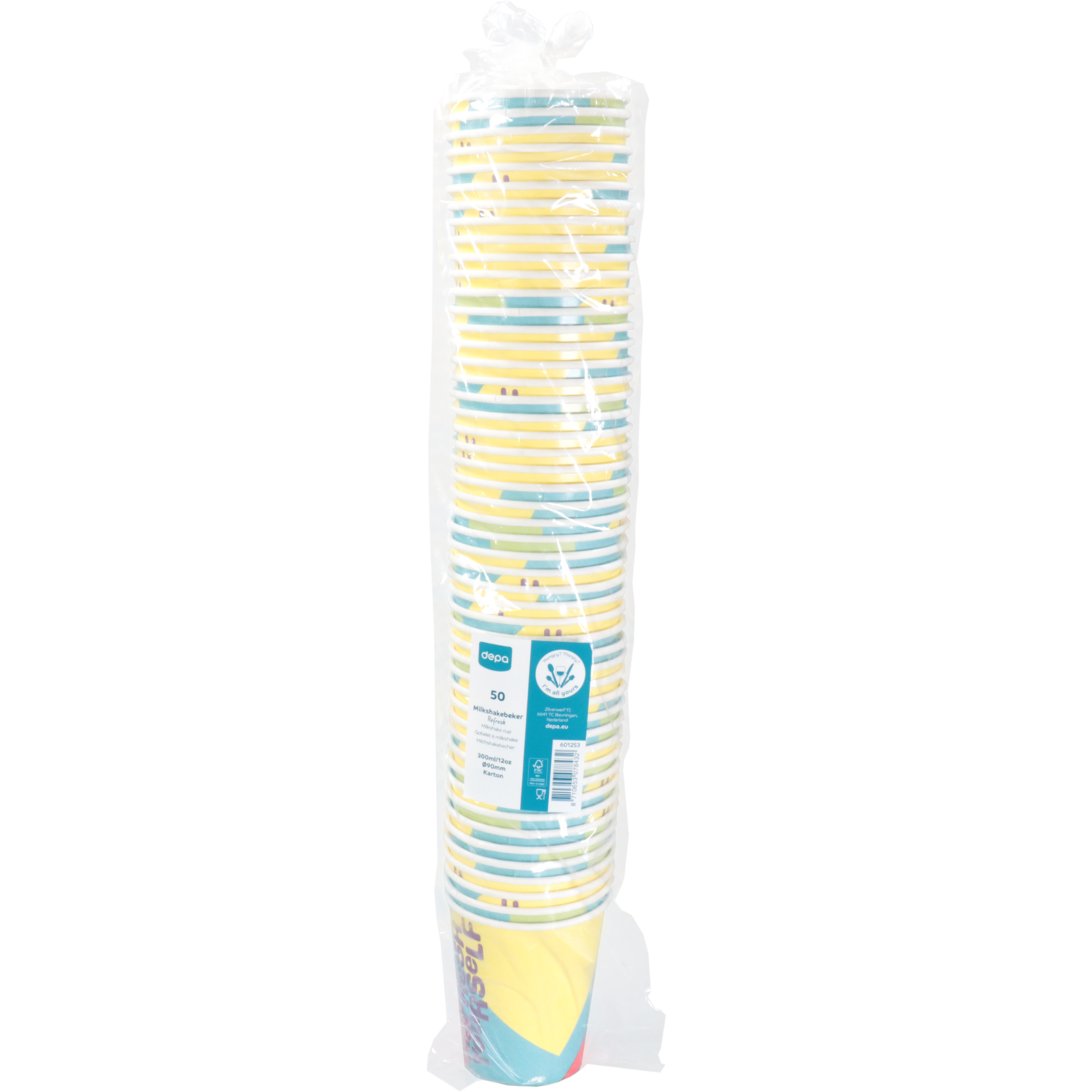 Depa, Milkshakebeker, Refresh, Karton + PE, 300ml, 12oz, 96mm,