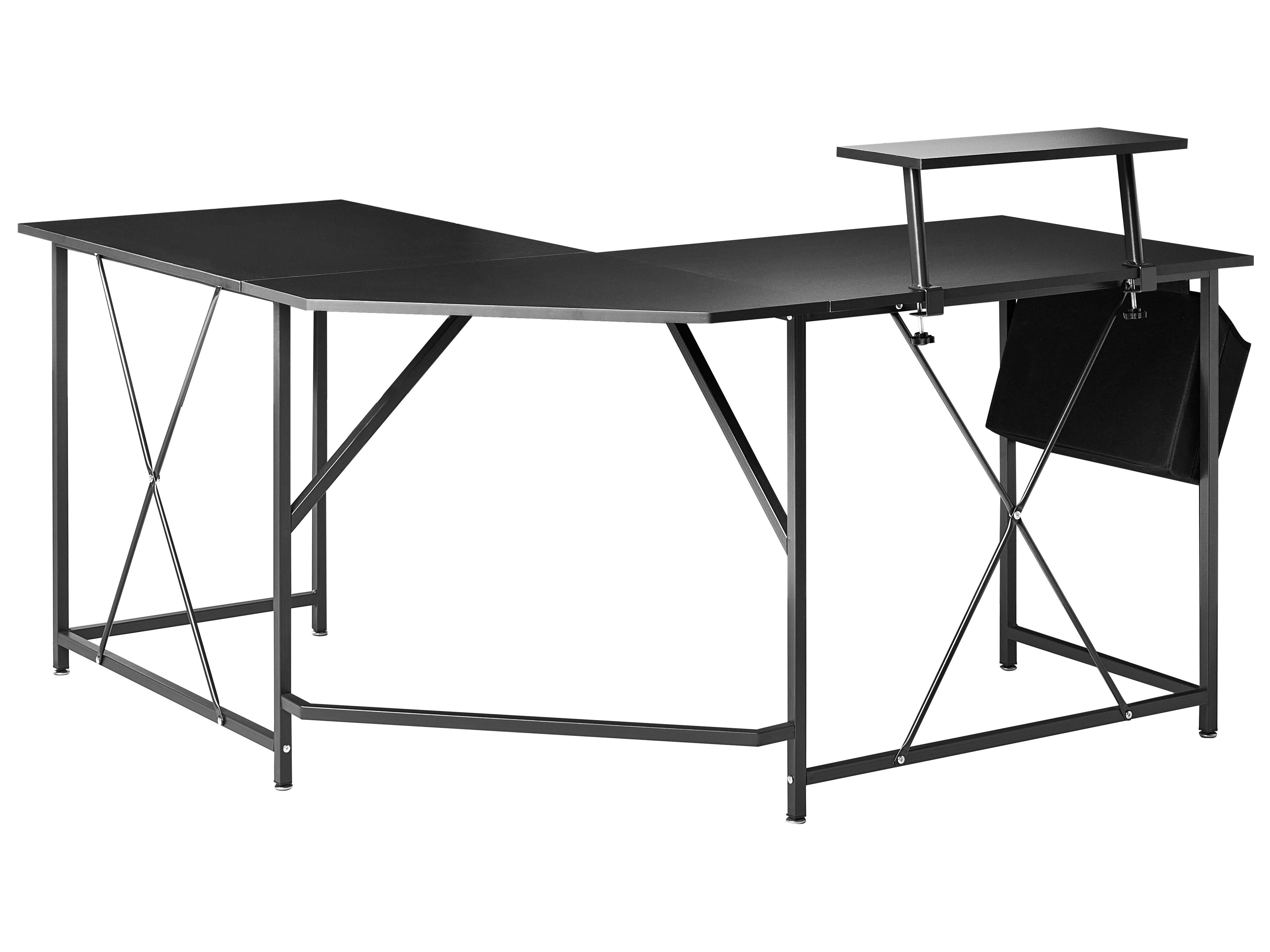 Hoekbureau TACONY Zwart 180 cm 140 cm met opbergruimte