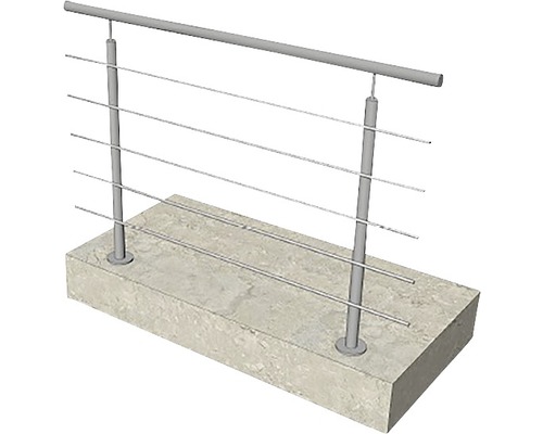 Pertura Hestia RVS leuningset compleet met ronde spijlen voor vloermontage, breedte: 1,50 m