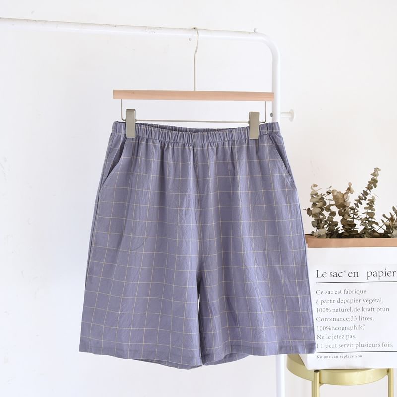 Dogini - Geruite pyjamashort met gemiddelde taille
