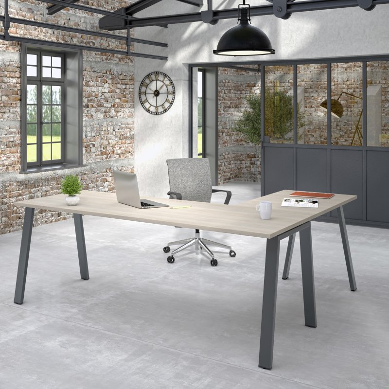 Bureau droit ECLA profondeur 80 cm piètement métal