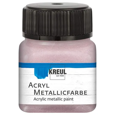 KREUL Acryl Metallicfarbe, metallisch, cremig deckend, 20 ml im Glas, roségold
