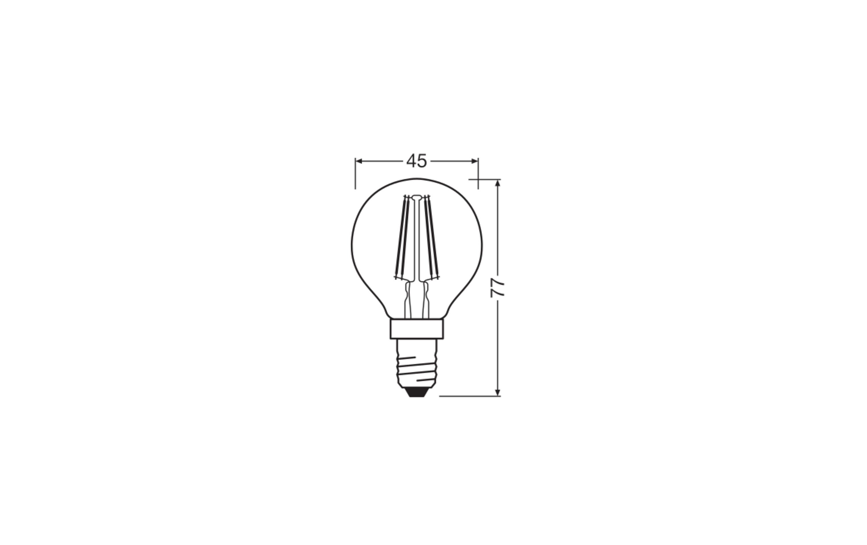 Lampe Base Filament 4W, E14 Warmweiss, 2er BoxFilamentleuchtmittel