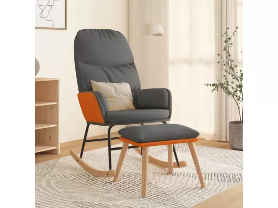 Chaise à bascule avec repose-pied Gris clair Tissu
