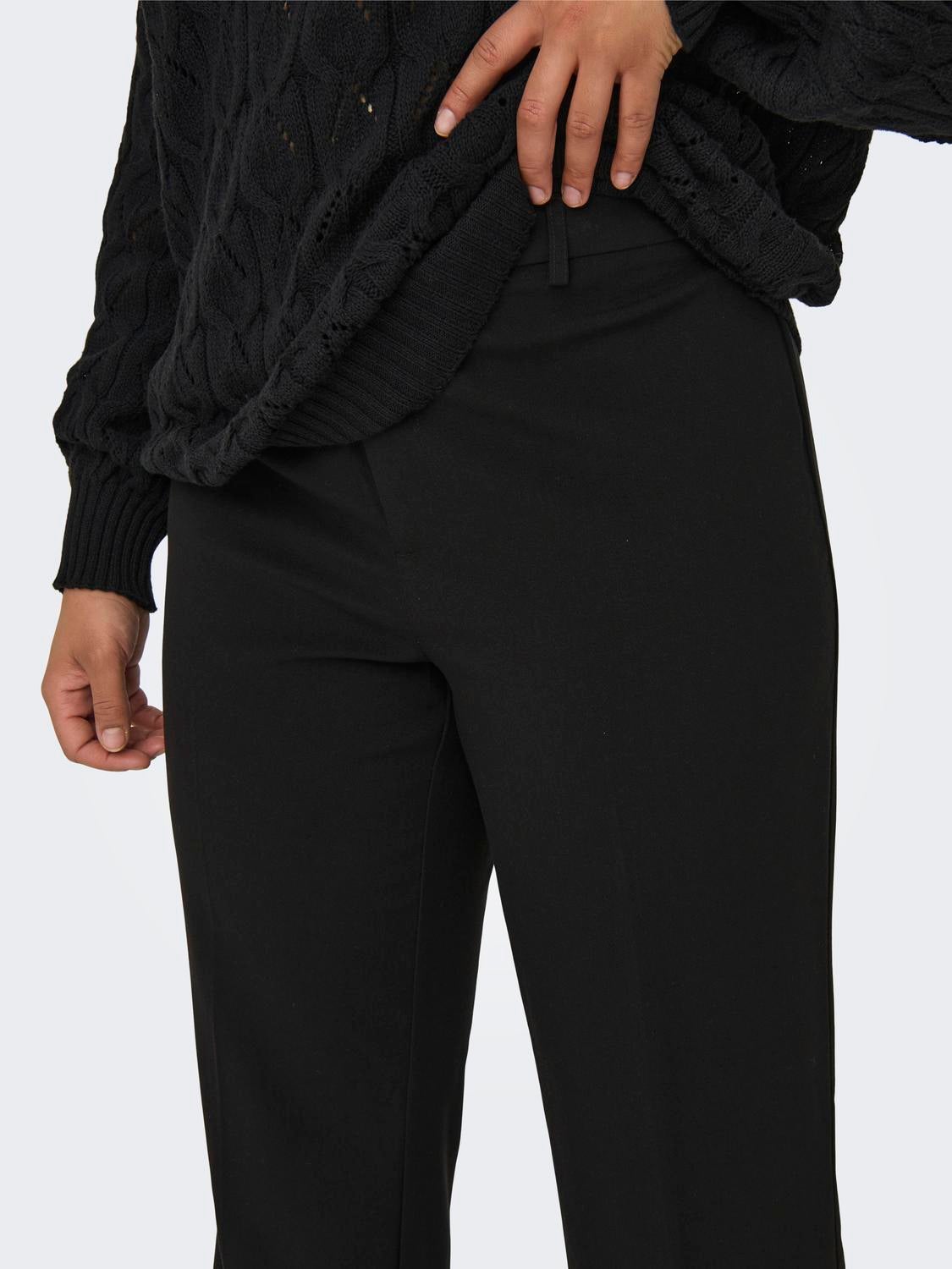 CARLIETTE Hohe Taille Gerade geschnitten Hose Black