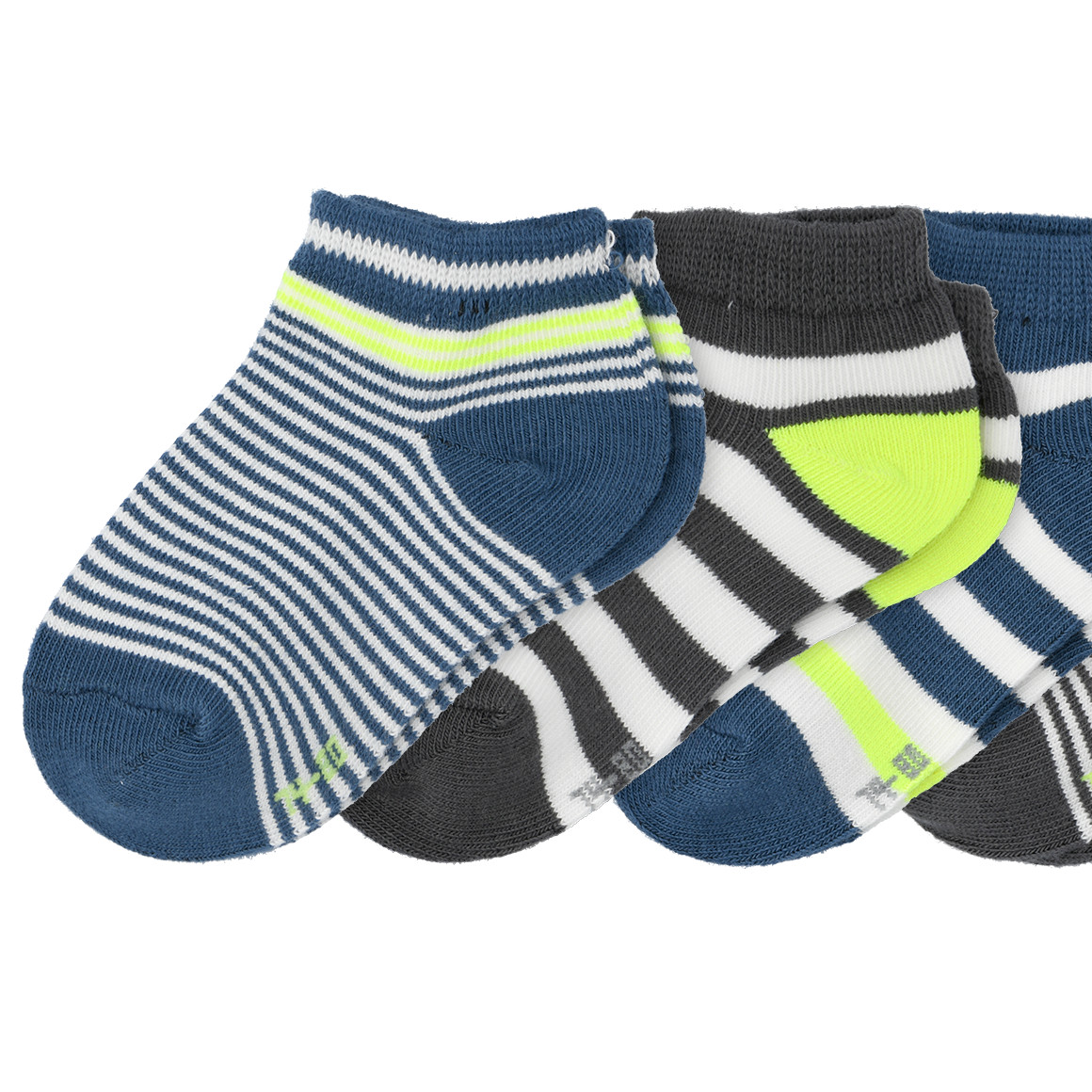 Topomini 5 Paar Baby Sneaker-Socken mit Streifen dunkelblau / grau / weiss