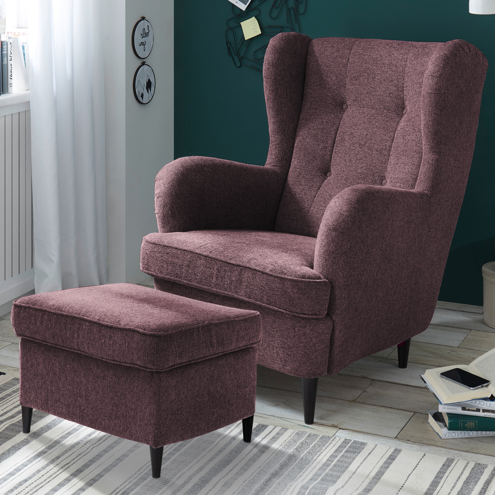 Hocker - aubergine - Webstoff